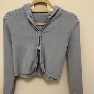 Brandy Melville OS light blue double zip hoodie.
